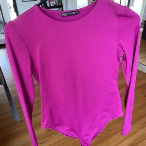 Zara pink long sleeve body suit M